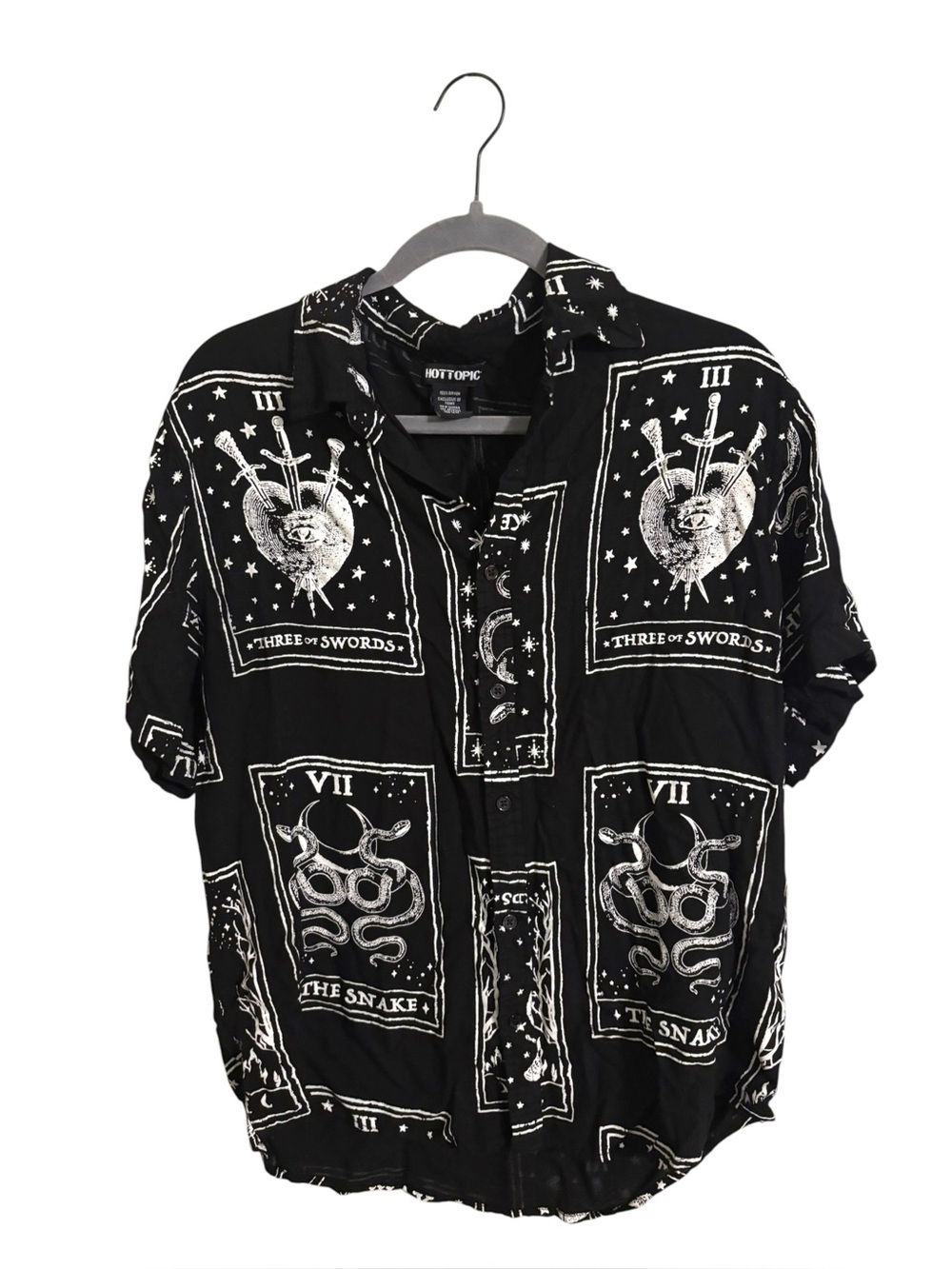 Hot Topic Black Tarot Card Button Up Shirt Men’s Large